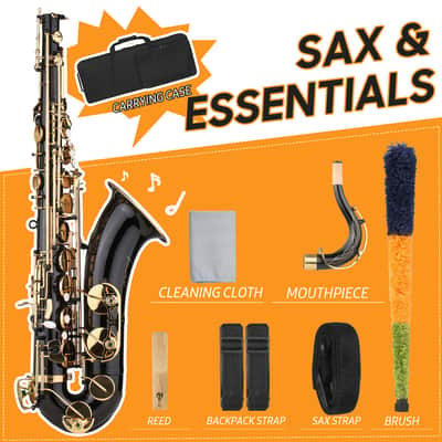 Professional Tenor Saxophone Brass Black Lacquer Bb B-flat Sax + Carry Case A0F0 image 3
