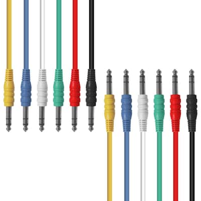 1/4 (6.35mm) TRS to 1/4 (6.35mm) TRS Multi-Color Balanced Stereo Patch Cables 6-Pack Outboard Gear & Patchbay Studio Cables (5ft) image 1
