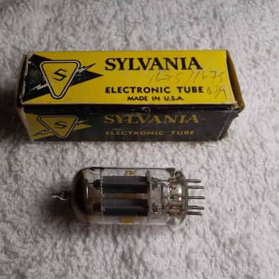 60's Sylvania 12AX7 12AX7A 7025 ECC83 "Yellow Label" USA Ribbed Plate Strong Tubes 1675/1675 of 1600 = 102% Excellent! #039 image 2