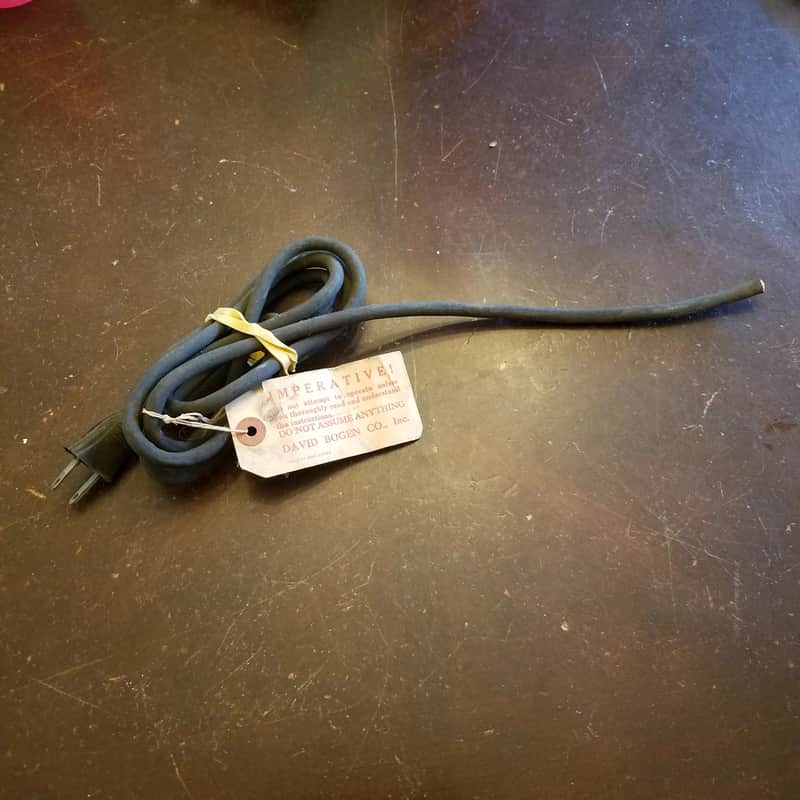 Bogen Vintage molded rubber Amp electric power cord cable nonpolarized cut David Bogen 1950s - Black image 1