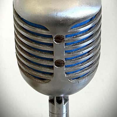 Early 1940s Shure Bros 55C Dynamic Microphone, works, incl stand, switch & cable image 7