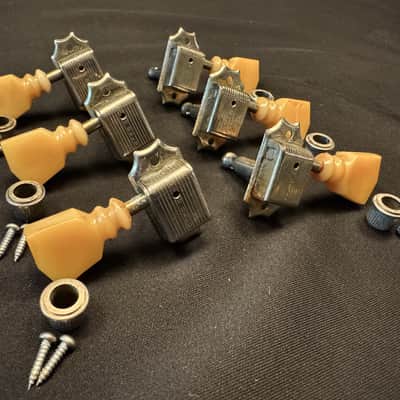 Gibson Historic Custom Shop Kluson Aged Relic Nickel Single Line Double Ring 1960 R0 KD-3-NPKDRSL 3x3 Guitar Tuning Machines image 2