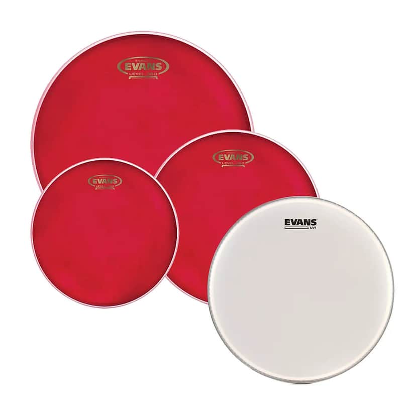 Evans EPP-HRUV1-R Hydraulic Red Rock Drum Head Pack (10/12/16") with 14" UV1 Coated Snare Batter image 1