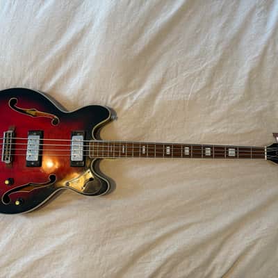 Vintage Univox Custom Coily 330 Style Short Scale Bass Cherry Burst MIJ image 1