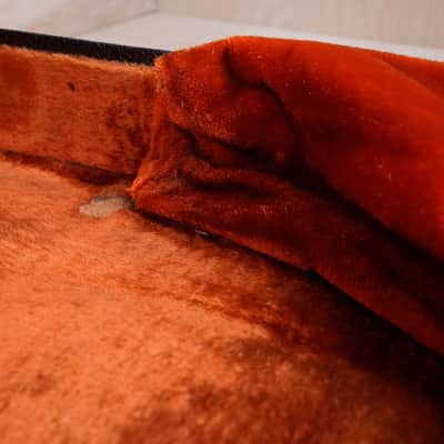 Fender Jazz or Precision Bass Original Hard Case 1967-1972 Logo with Tail Black with Orange Interior Vintage image 24