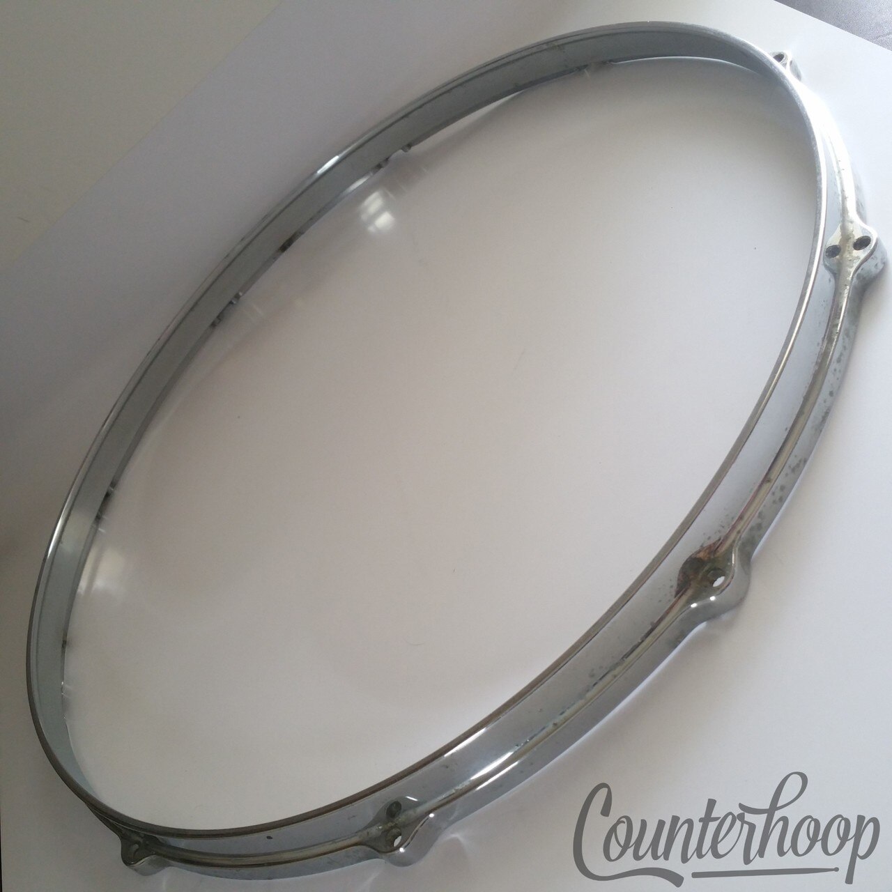 Gretsch 18" Die-Cast 10-Lug Floor Tom Drum Rim Hoop Chrome Batter Vintage 70s* — main photograph