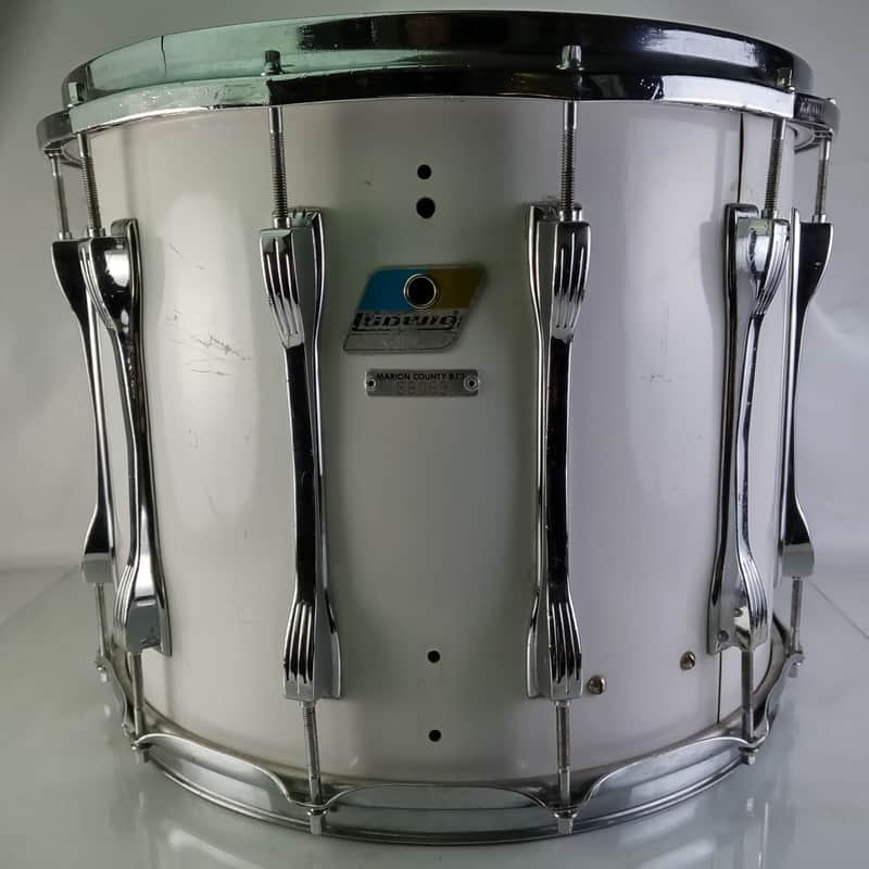 Ludwig 12x15"Marching Snare/Tom Drum White Cortex Wrap Vintage80s Blue/Olive B/O image 1