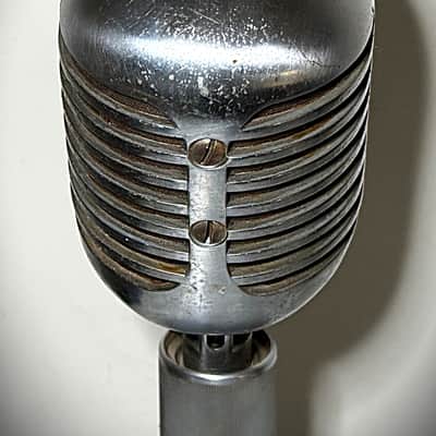 Vintage 1940's SHURE 556A Fatboy Dynamic Microphone, orig element w/cable, stand image 7