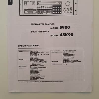 Akai S900 + ASK 90 Operator's Manual + Service Manual image 2