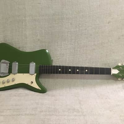 Vintage 1965 Airline Bighorn Green Solid Body Electric Guitar USA Made Kay + Original Gig Bag RARE image 2