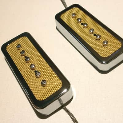 FOIL P90 Soap Bar Pickup SET Bridge and Neck Gold Chrome Electric Custom Guitar by Q pickups image 7