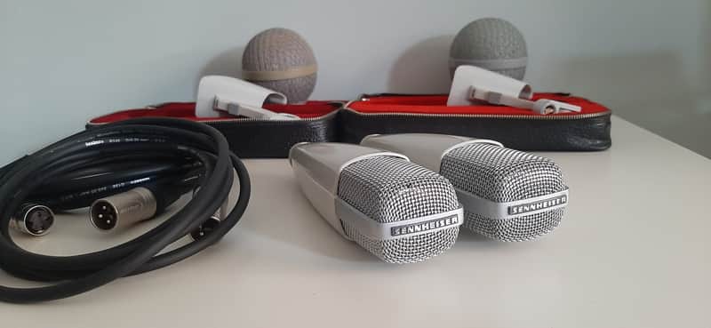Set of 2x Sennheiser MD 421-N Cardioid Dynamic Microphones 1960s - 1980s - White image 1