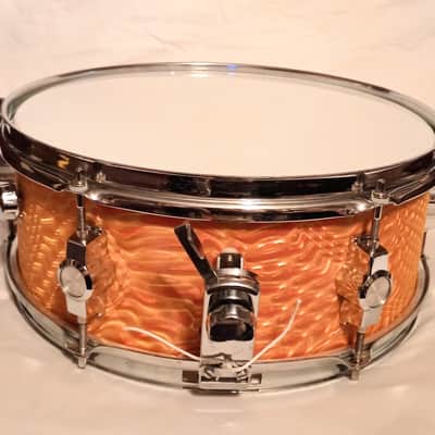 CB 700 VINTAGE MAHOGANY SNARE DRUM WRISTWATCH LUGS 80's - TANGERINE SATIN - FREE SHIP TO C-USA! image 5