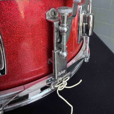 Vintage 1970's Ludwig Standard Maple 5x14 Snare Drum in Red Mist Sparkle with Internal Muffler image 6