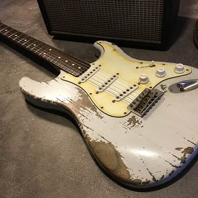 Fender Stratocaster Electric Guitar Arctic White Nitro (Partscaster) by Nate's Relic Guitars image 7