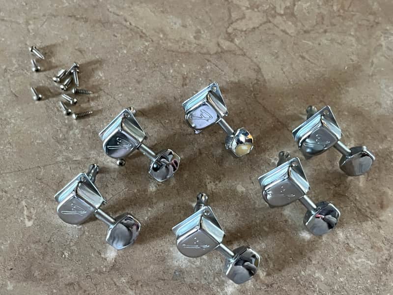 1970s set Fender guitar tuners Stratocaster Telecaster tuning pegs w/ screws and ferrules image 1