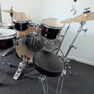 Pearl RS525SC/C91 Roadshow 10 / 12 / 16 / 22 / 14x5.5" 5pc Drum Set with Hardware, Cymbals 2014 - 2020 - Red Wine image 2