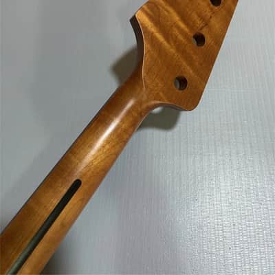 20fret 30inch Rosewood Short Scale Fretless Roasted Flame Maple Bass guitar neck image 4
