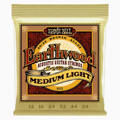 Earthwood Med-Light 80/20 Bronze Acoustic Guitar String Set 12-54 Gauge 80%-Cu+20%-Zn Wnd-Wire Wrap Over Brass-Plated Hi-C Steel Hex-Core image 1