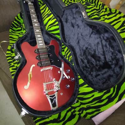 Epiphone Custom Shop P93 Riviera Red Metallic Pearl Stunning Silver Glitter Binding, Hardshell Case image 3