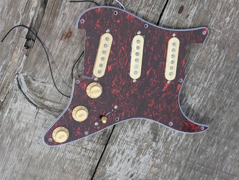 Tortoise - Cream Hot Texas Blues loaded alnico V SSS Stagger Poles pickguard complete kit wired. image 1