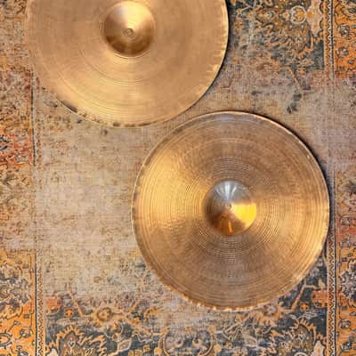 RARE 1950s Vintage Zildjian PAPER THIN 15” Hihats 948 1056 g Golden Era LIGHT COMPLEX SMOOTH image 2