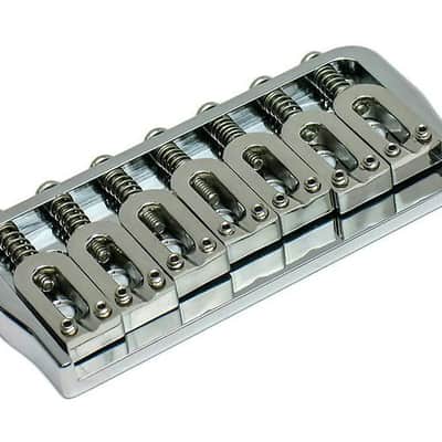 Hipshot 7-String LEFT-HANDED Hardtail Fixed Electric Guitar Bridge .125", CHROME image 1