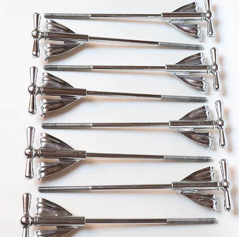 Set of (8) Ludwig "Bowtie" Tension Rods & Claws for Bass Drum, 6 1/8" length / 1960s image 1