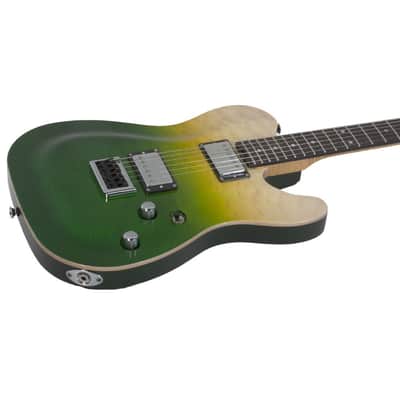 Schecter PT Classic 6-String Right-Handed Electric Guitar with Mahogany Semi-Hollow Body and Ebony Fretboard (Caribbean Fade Burst) image 3