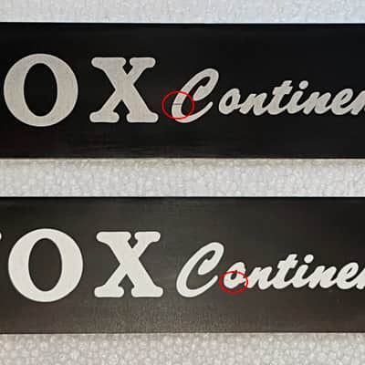 Vox Continental organ reproduction logo nameplate (black) - slight flaw image 2
