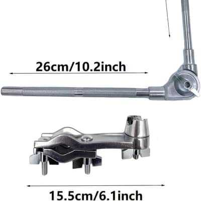 Cowbell Mount Holder Cowbell Mount with L-Rod and Drum Clamp, Adjustable Cowbell Percussion Mounting Bracket Arm Rod with Cowbell Drum Set Mounting Clamp Percussion Accessory Long image 2