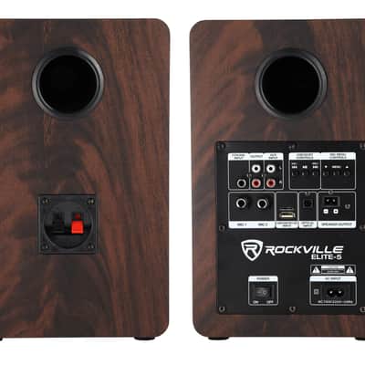Rockville ELITE-5D Dark Wood 800w Home Audio 5.25 inch Bluetooth Bookshelf Speakers image 6