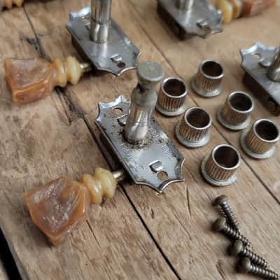 Kluson Single Line Double Ring Tuners Machines Les Paul ES Burst 1961 Nickel 1950s image 6