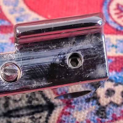 VINTAGE 1970 GIBSON (2) POINT (4) SADDLE BASS BRIDGE w/ POSTS & INSERTS image 9