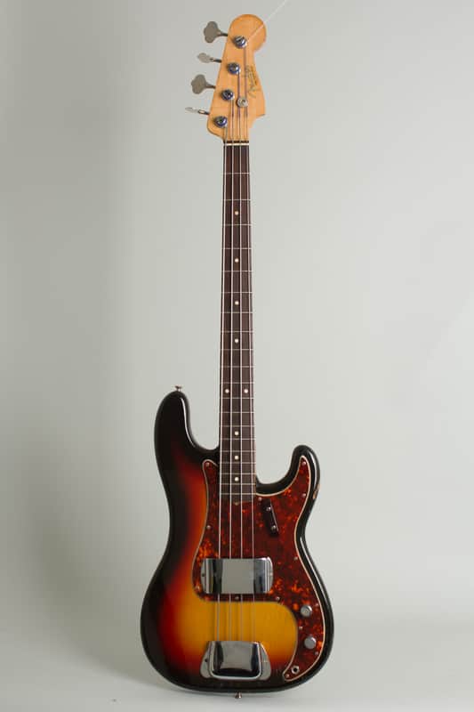 Fender Precision Bass Solid Body Electric Bass Guitar (1963), ser. #92338, black tolex hard shell case. image 1