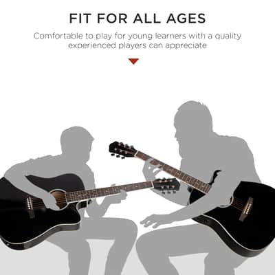 Best Choice Products 41in Beginner Acoustic Electric Cutaway Guitar Set w/ Case, Strap-Blue image 5