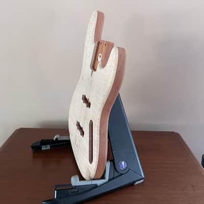 High End Offset Bass Body – Unfinished THICK Curly Maple Top, Solid ONE piece Mahogany Back, Front Routed NOS- limited luthier supply R4 image 3