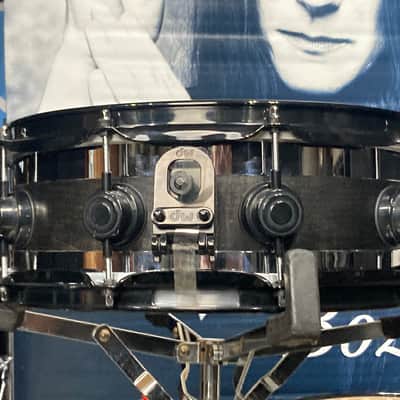 Terry Bozzio's DW 5x14" Collector's Edge Snare Drum, 1998 Autographed - Transparent Black Satin image 13
