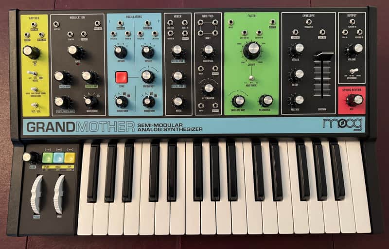 Moog Grandmother 32-Key Semi-Modular Analog Synthesizer 2018 - Present - Black / Multi-Colored Panel image 1