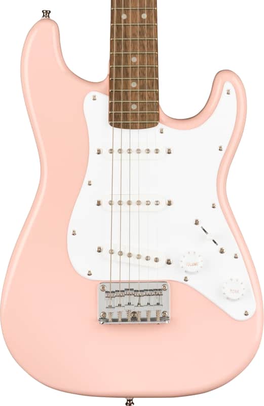 Squier Mini Stratocaster Electric Guitar, Laurel Fingerboard, Shell Pink image 1