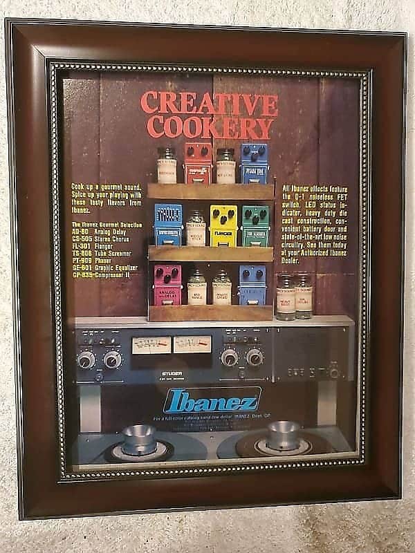 1980 Ibanez Guitars Color Promotional Ad Framed TS-808, FL-9, AD-80, PT-909 Pedals Original image 1