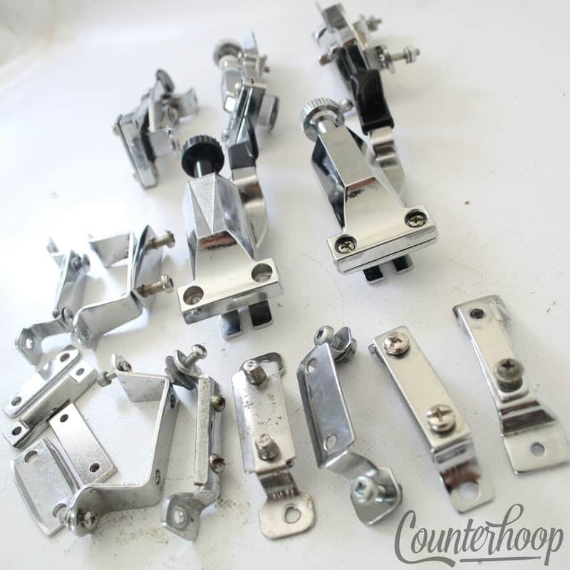 *Pearl Snare Drum Throw-Offs+Butt Plates Parts Lot Chrome Vintage 80s Strainers* image 1