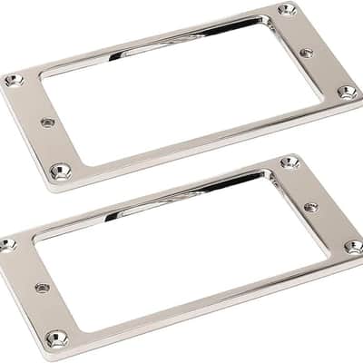 Metal Flat Electric Guitar Humbucker Pickup Ring, Frame Mounting Ring, Bridge Neck Pickups Cover Frame Replacement Part, Pack of 2 (chorme) image 1