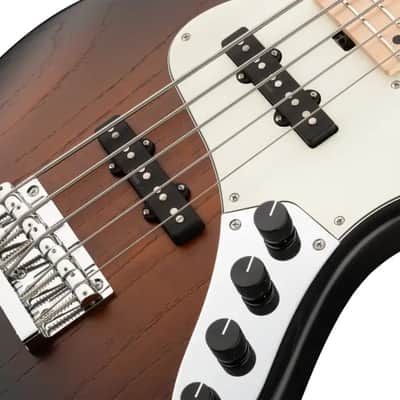 Sadowsky MetroLine 24-Fret Vintage J/J Bass-Swamp Ash Body-5 String-Almond Sunburst Transparent Satin image 5
