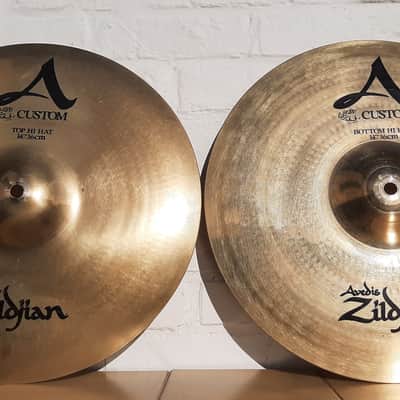 Zildjian 14" A Custom Hi-Hat Cymbals (Pair) 1991 - Present - Brilliant image 1