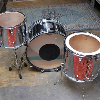 Ludwig  3pc Shell Pack 1985 Chrome Over Maple Drum Set image 11