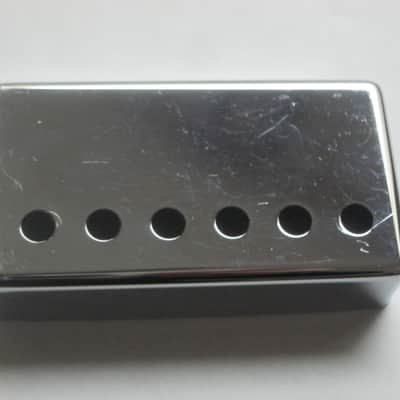 used (light medium relic'd) genuine Gibson PRPC-015 Chrome Bridge Humbucker Cover - BRIDGE pole spacing: 52mm -- 2 and 1/16 inch image 2