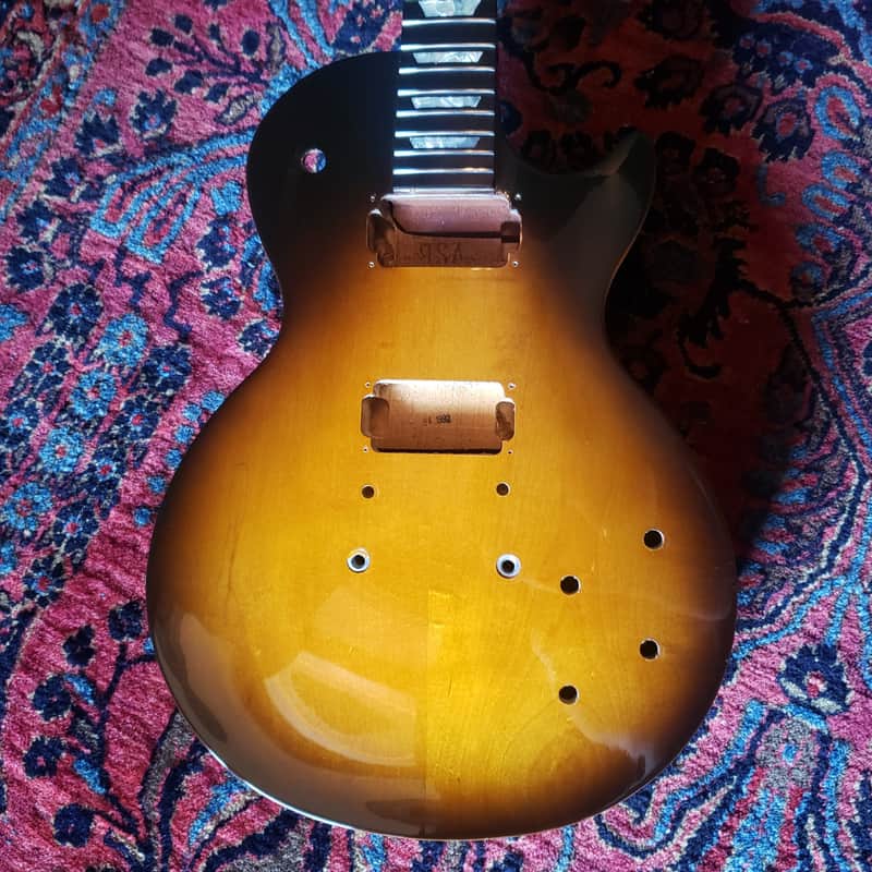 Repaired Husk 1992 Ebony Board Gibson Les Paul Studio Lite Body and Neck, Vintage Sunburst