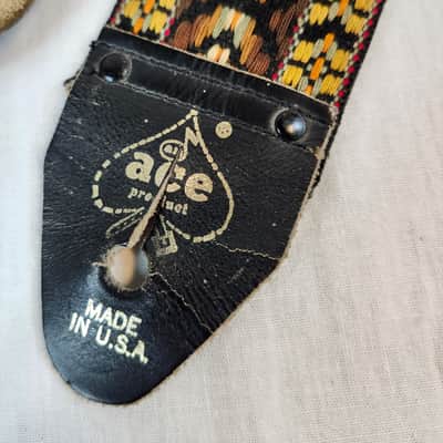 Ace Vintage Brown Jacquard Woven Strap, 1960s, Leather Ends, USA image 4