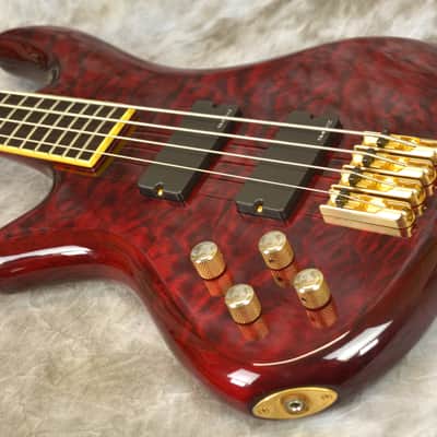 Left Handed 2006 SCHECTER Elite-4 NT Bass Guitar - Cherry QMT image 1